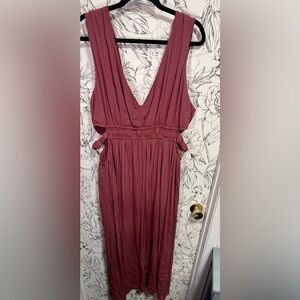 EUC Deep V Mauve Dress with Cutouts